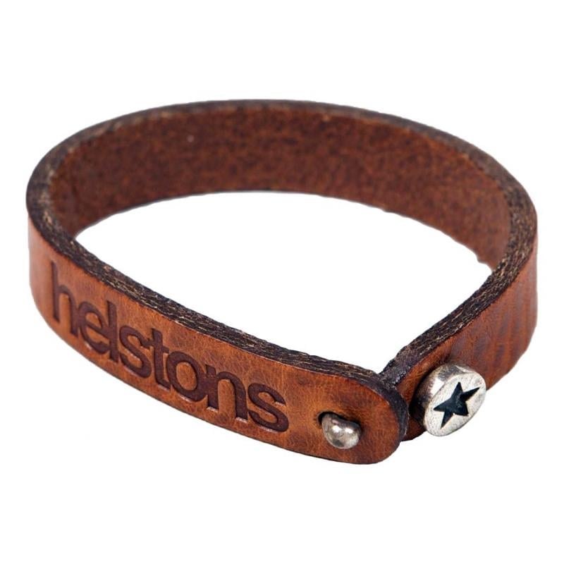 Bracelet cuir Helstons Star argent/tan