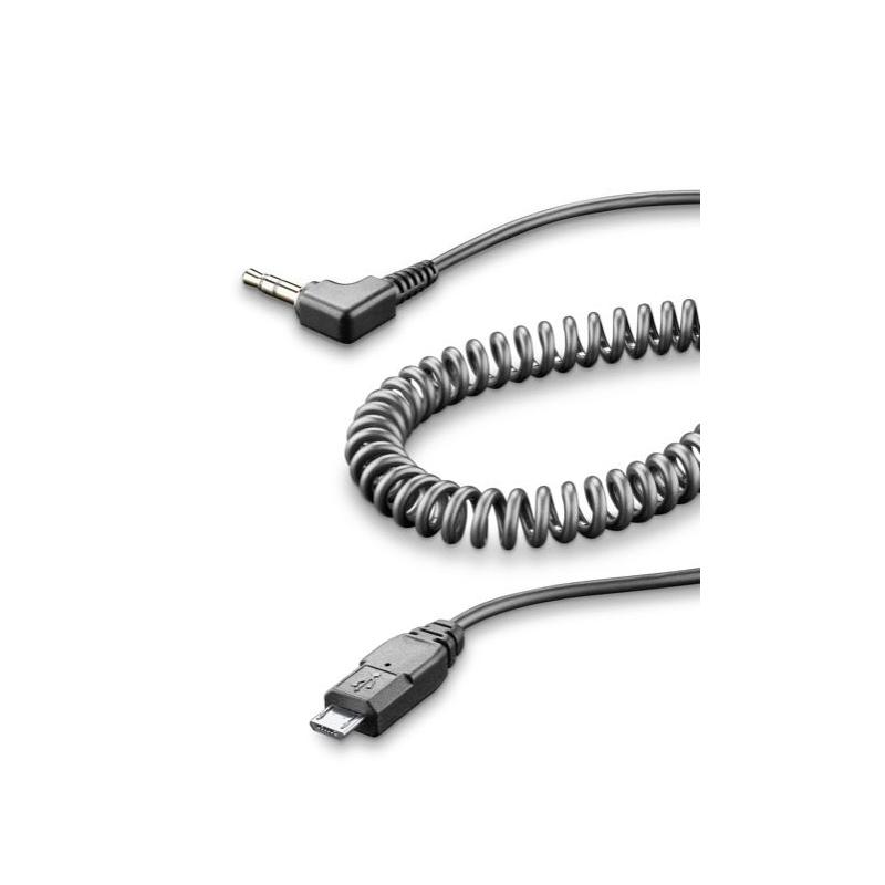 Câble spiralé Cellularline micro USB / jack 3,5 mm
