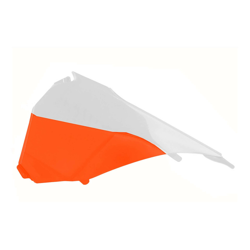 Caches de boÃ®te Ã  air Polisport type origine blanc/orange KTM EXC 25