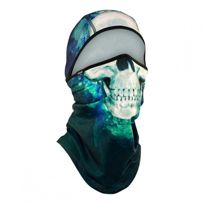 Cagoule convertible Zan Headgear Sportflex™ Paint skull vert/bleu