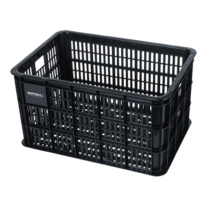 Caisse vélo Basil noire en plastique (50L) (vendu sans fixation)