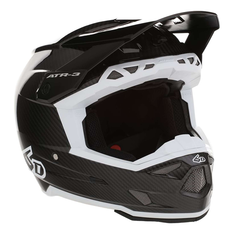 Casque cross 6D ATR-3 Solid noir/blanc brillant