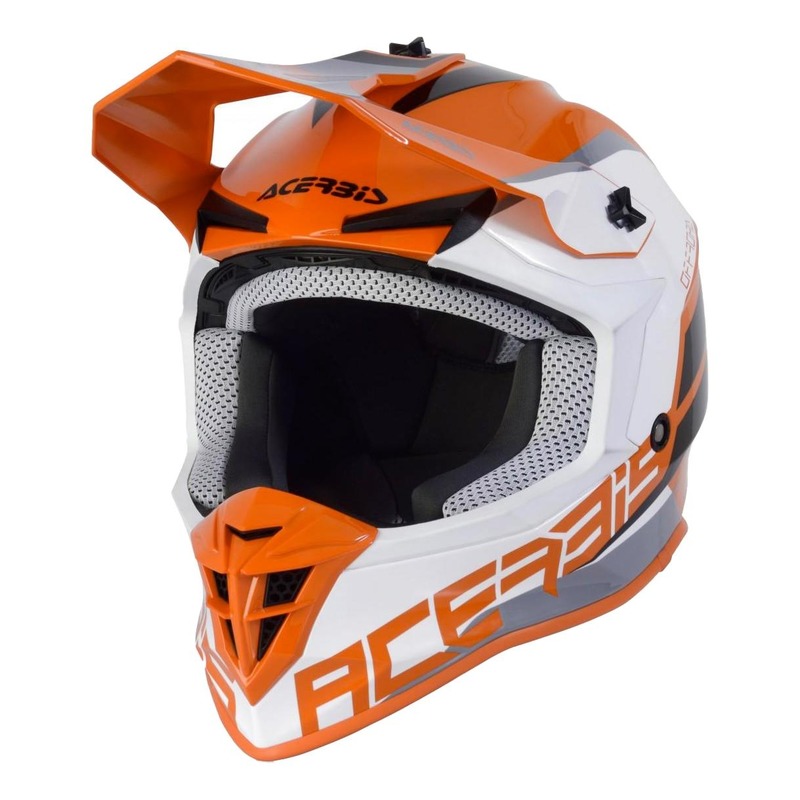 Casque cross Acerbis Linear orange/blanc/gris brillant- XS