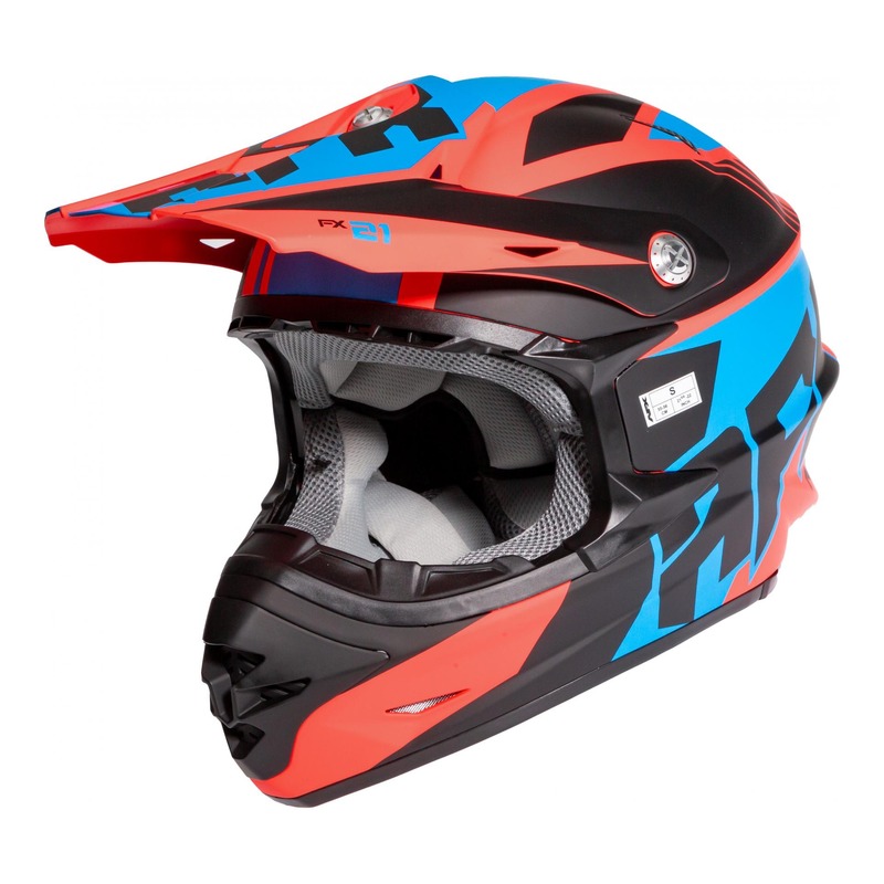 Casque cross AFX FX21 PINNED noir/orange/bleu mat- S