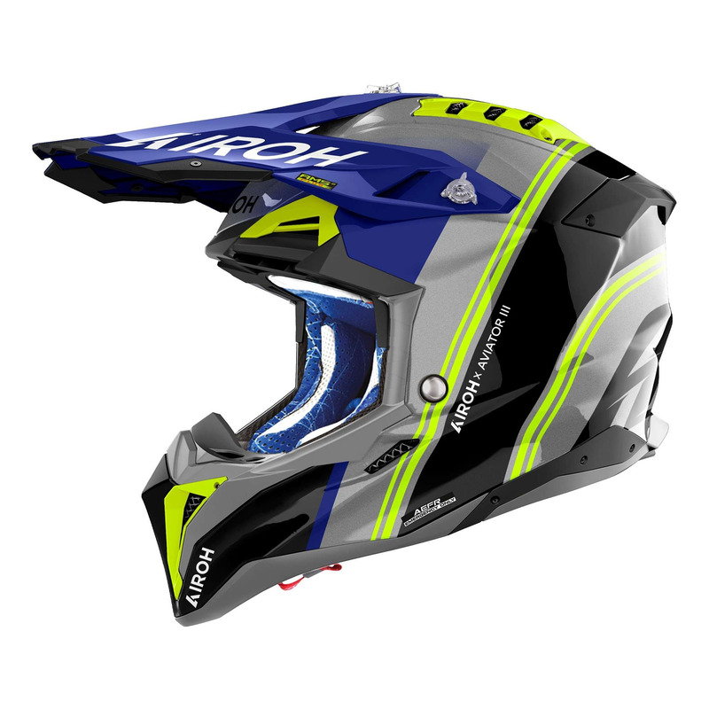 Casque cross Airoh Aviator 3 Hima blue gloss