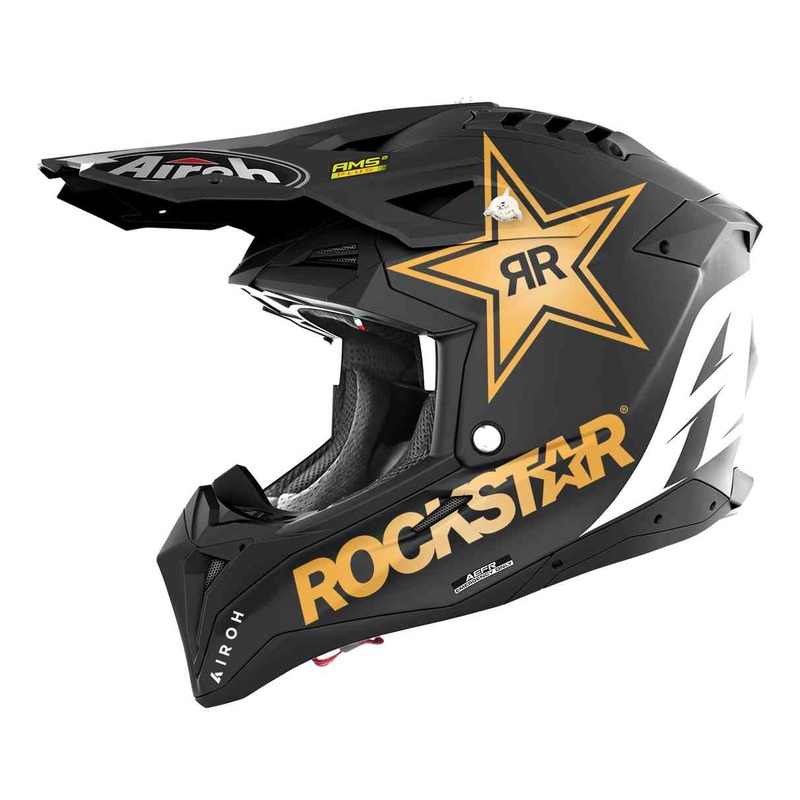 Casque cross Airoh Aviator 3 Rockstar noir/or mat- XS