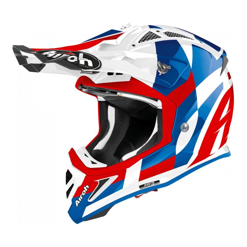 Casque cross Airoh Aviator Ace Trick bleu brillant- XS