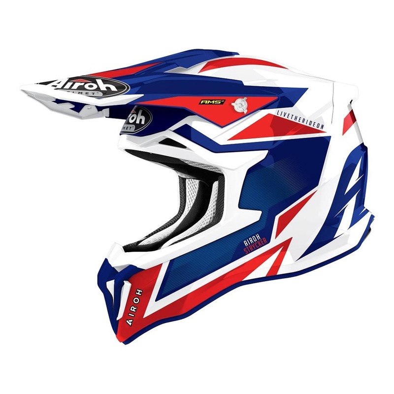 Casque cross Airoh Strycker Axe bleu/rouge/blanc brillant- XS