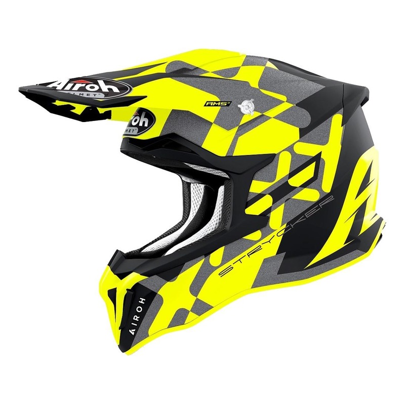 Casque cross Airoh Strycker XXX jaune fluo/argent/noir mat- XS
