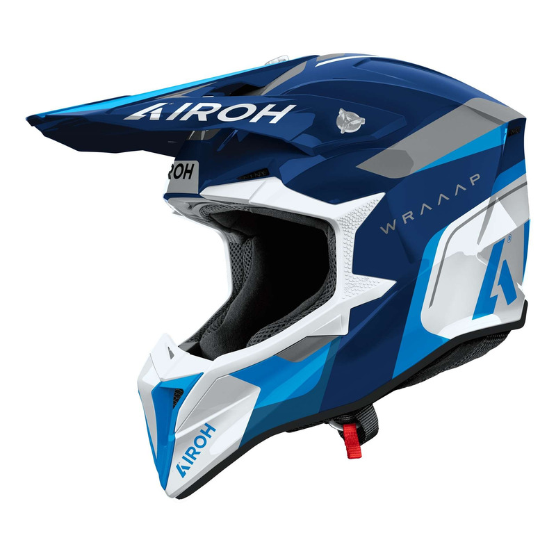 Casque cross Airoh Wraaap Conquer blue gloss- 2XS