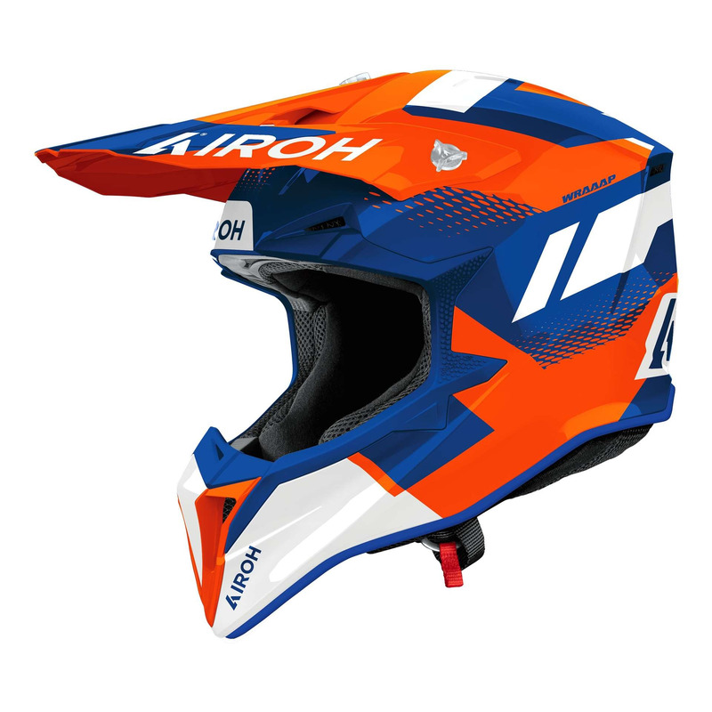 Casque cross Airoh Wraaap Vision orange/blue gloss- 2XS