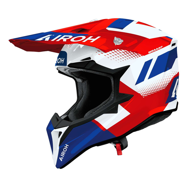 Casque cross Airoh Wraaap Vision red/blue gloss- 2XS