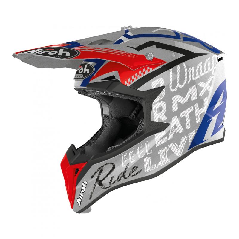 Casque cross Airoh Wraap Street gris métal brillant- XS