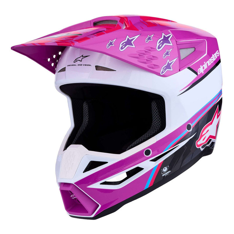 Casque cross Alpinestars SM3 Falcon purple/white/black/pink fluo glossy