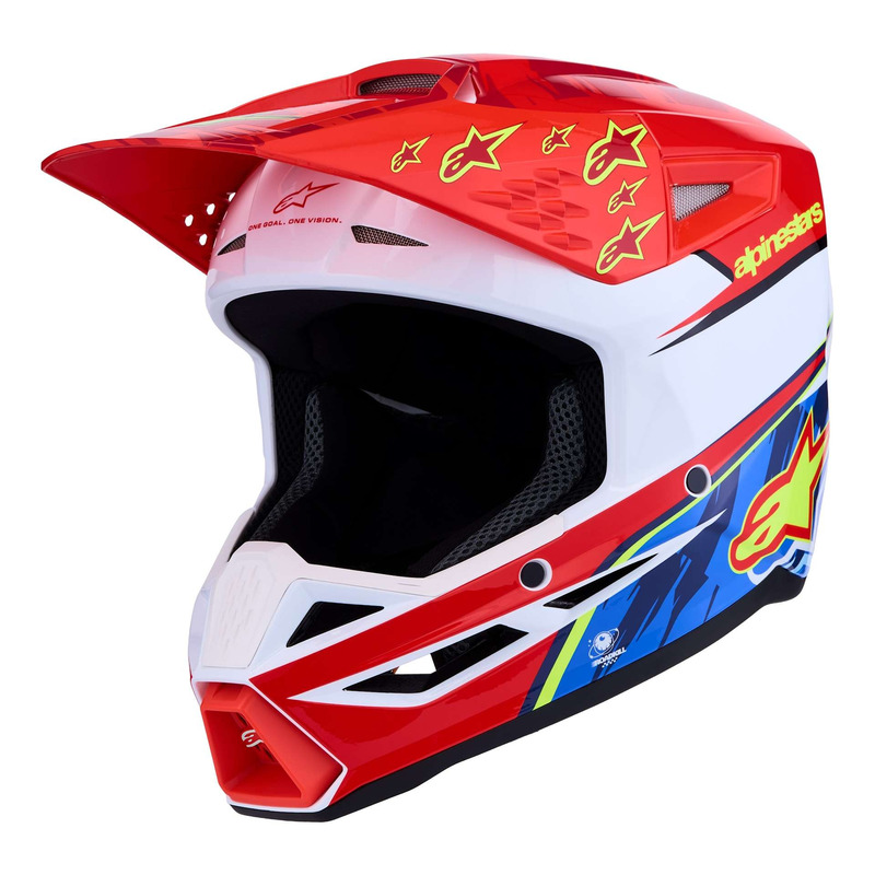 Casque cross Alpinestars SM3 Falcon red fluo/white/blue/yeloow fluo glossy