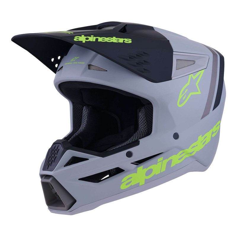 Casque cross Alpinestars SM3 Radium gray/black/yellow fluo matt- XS