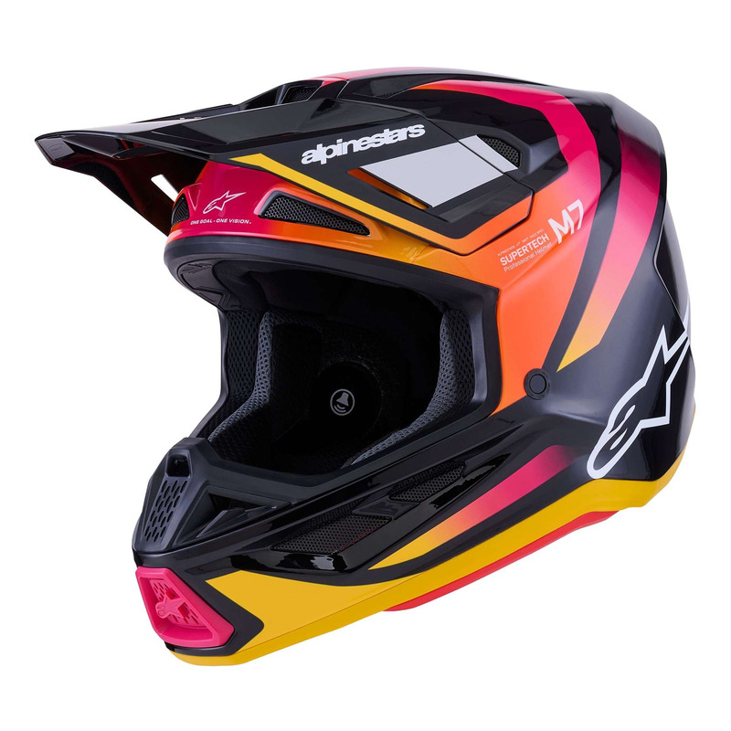 Casque cross Alpinestars SM7 Rise black/yellow/pink glossy