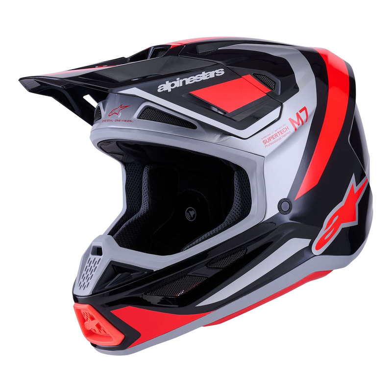 Casque cross Alpinestars SM7 Rise black/silver/red fluo glossy