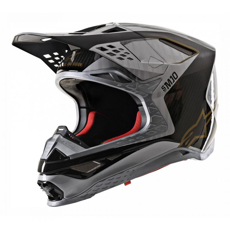 Casque cross Alpinestars Supertech S-M10 Alloy argent/noir carbone/or-