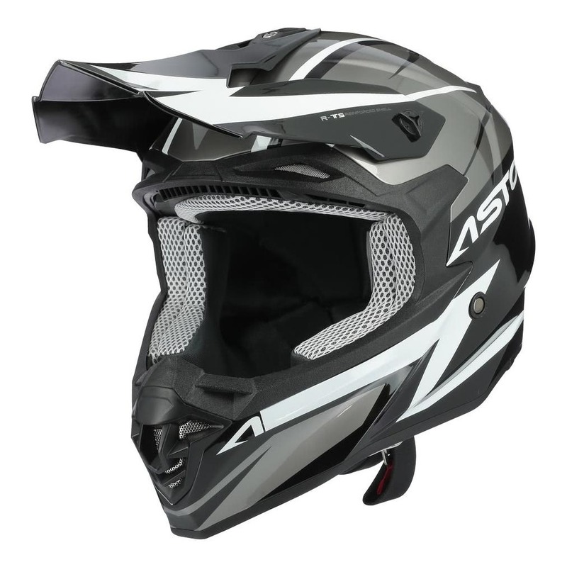 Casque cross Astone MX800 Racers gris/blanc brillant- XS