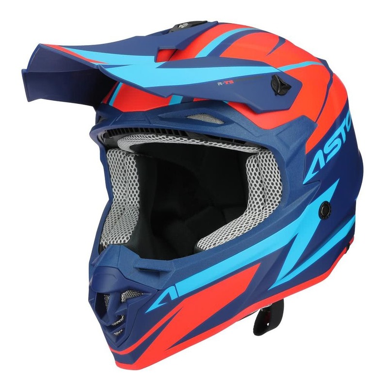 Casque cross Astone MX800 Racers orange/bleu/bleu foncé mat- XS