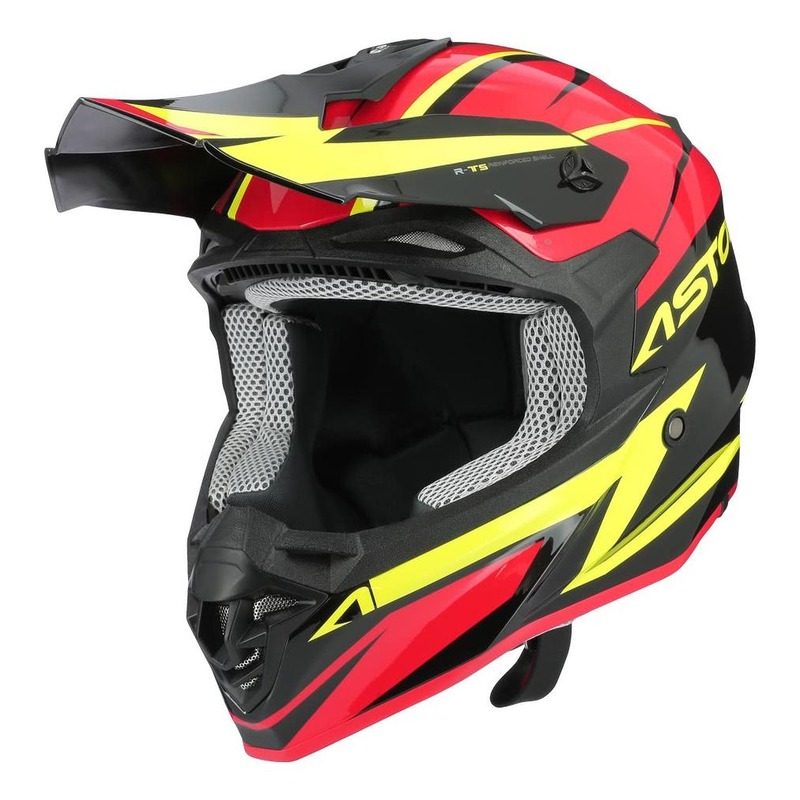 Casque cross Astone MX800 Racers rouge/jaune fluo/noir brillant- XS