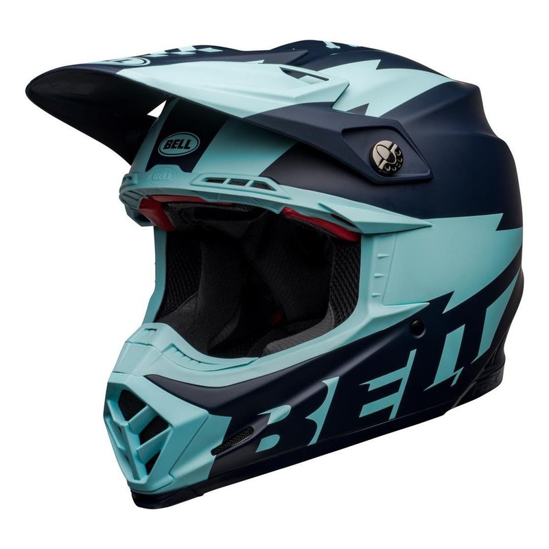Casque cross Bell Moto-9 Flex Breakaway Mat navy/bleu clair- S