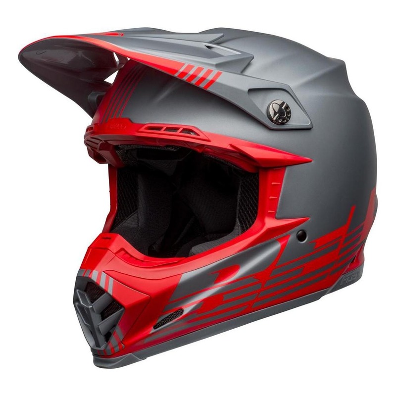 Casque cross Bell Moto-9 Flex Louver Mat gris/rouge- M