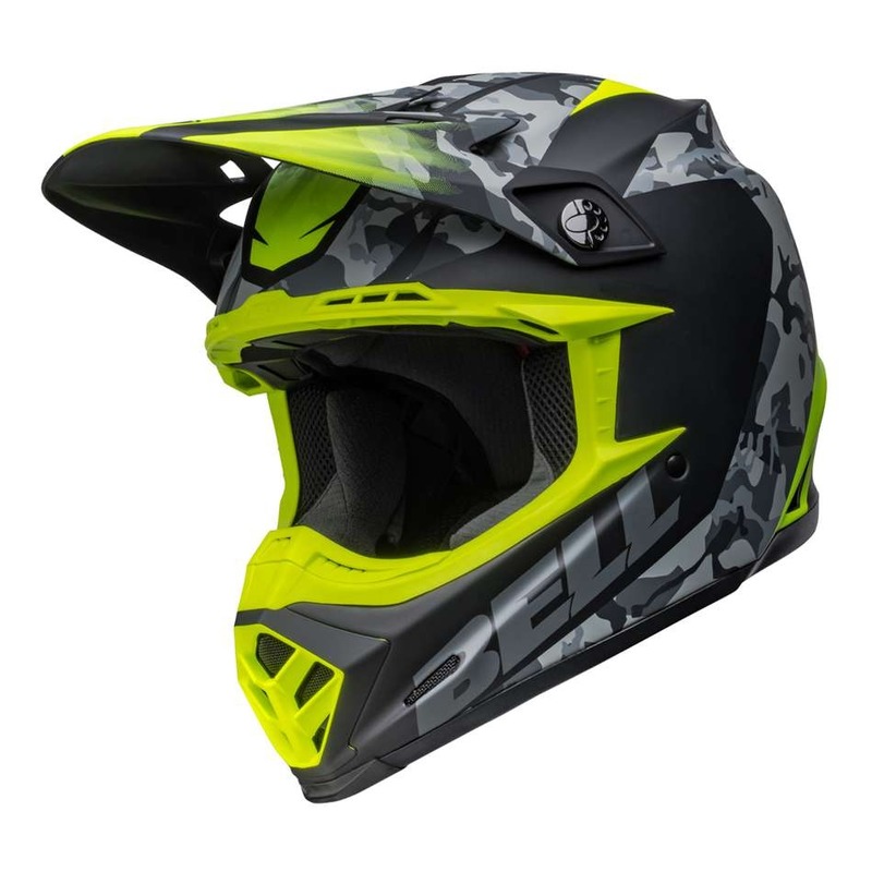 Casque cross Bell Moto-9 Mips Venom noir camouflage/jaune Hi-viz mat-