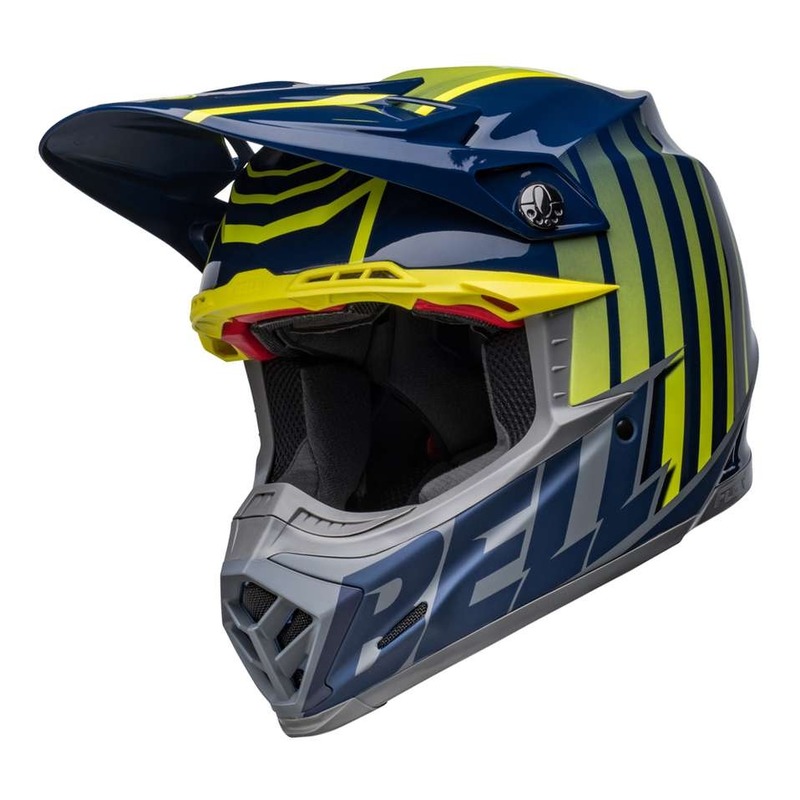 Casque cross Bell Moto-9S Flex bleu/jaune Hi-viz mat/brillant- S