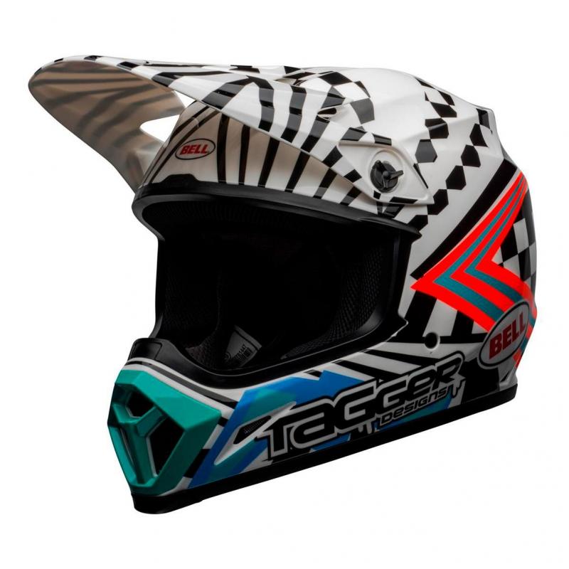 Casque cross Bell MX-9 Mips Check Me Out brillant noir/blanc- L