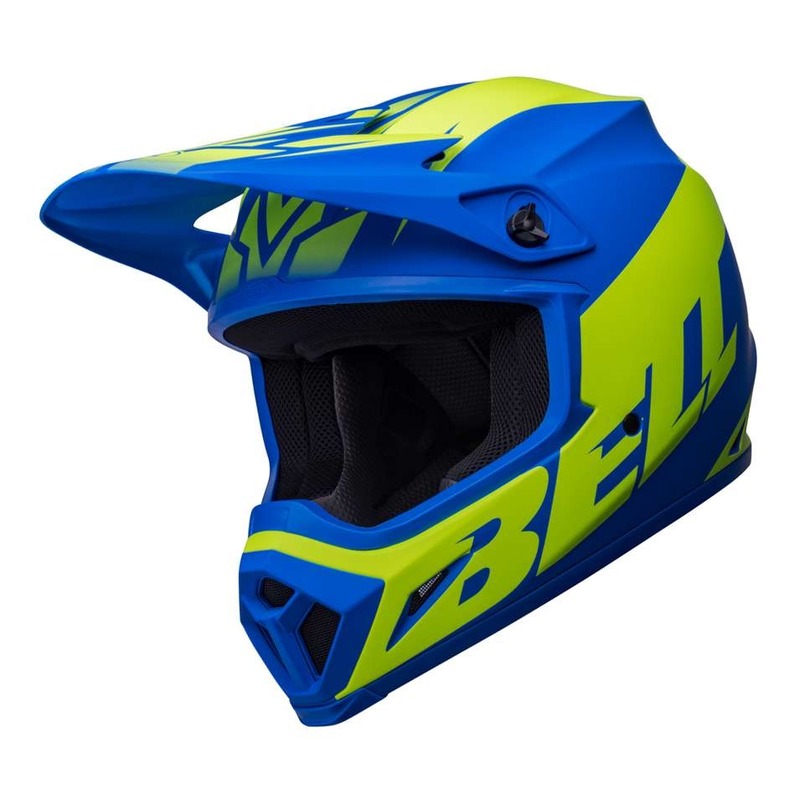 Casque cross Bell MX-9 Mips Disrupt Classic bleu/jaune hi-viz mat- S