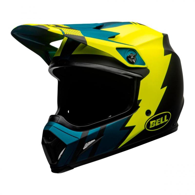 Casque cross Bell MX-9 Mips Strike mat bleu/jaune- L