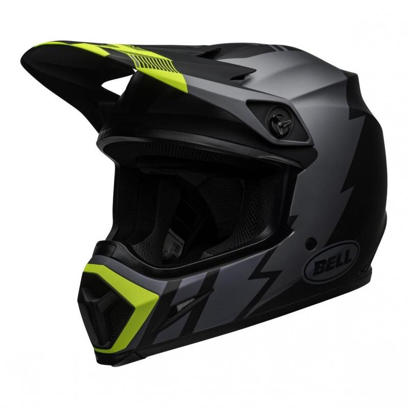 Casque cross Bell MX-9 Mips Strike mat gris/noir/jaune fluo- S