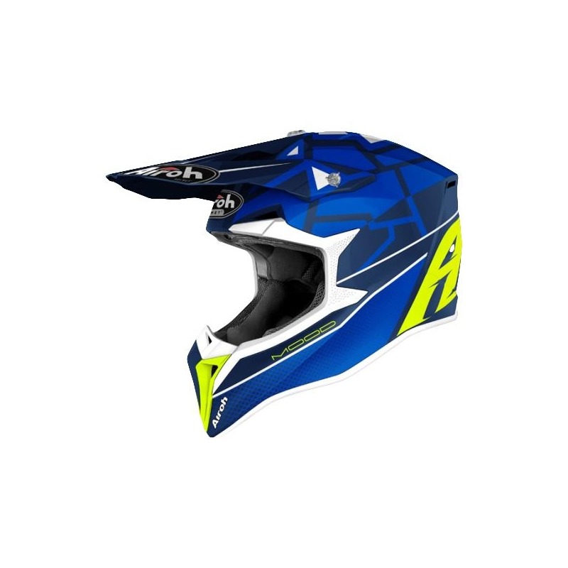 Casque cross enfant Airoh Wraap Mood bleu/jaune fluo/blanc brillant- 2