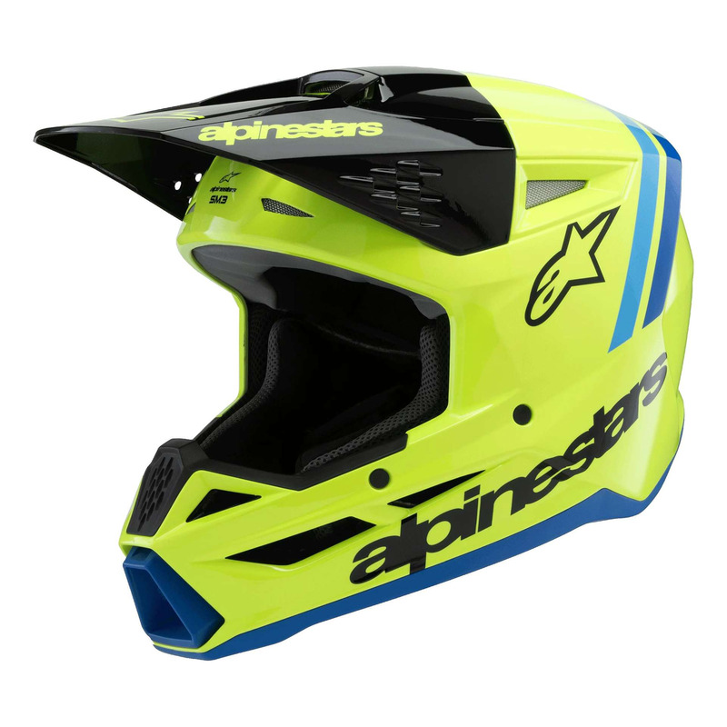 Casque cross enfant Alpinestars SM3 Youth Radium yellow fluo/black/blu
