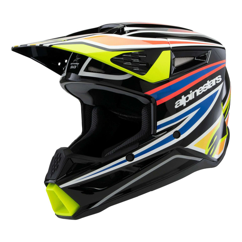 Casque cross enfant Alpinestars SM3 Youth Wurx black/yellow fluo/blue/