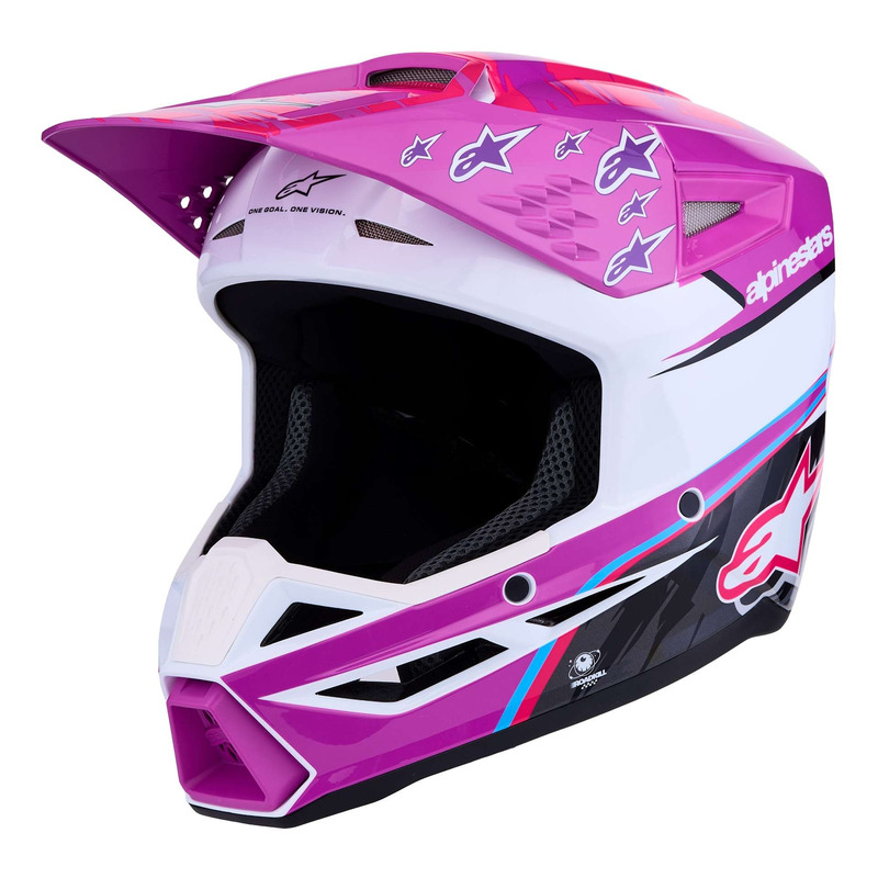 Casque cross enfant Alpinestars SM3 Falcon Youth purple/white/black/pink fluo glossy