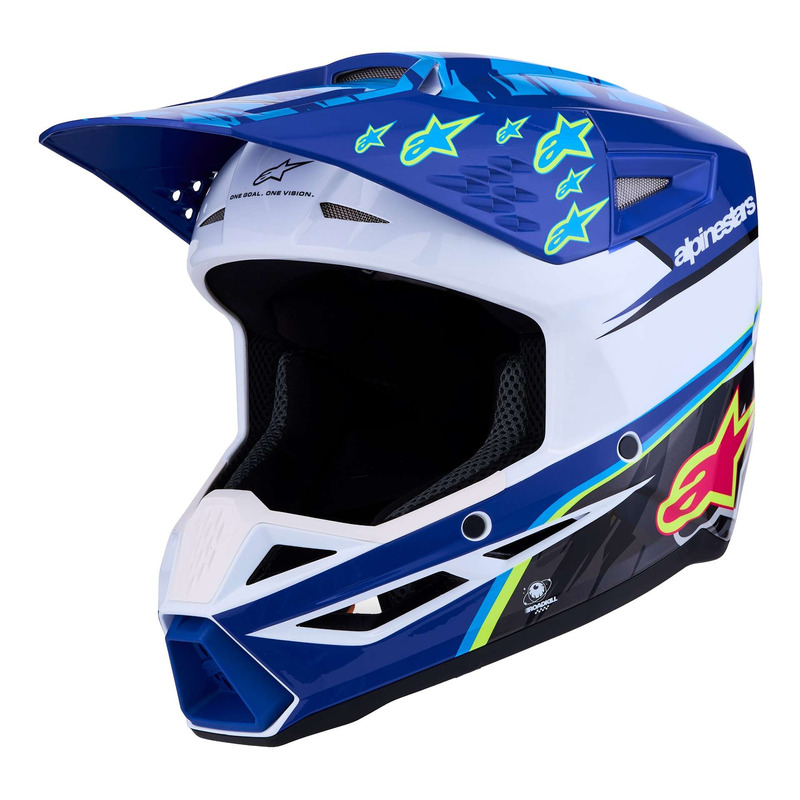 Casque cross enfant Alpinestars SM3 Falcon Youth blue/white/black/pink fluo/yellow fluo glossy