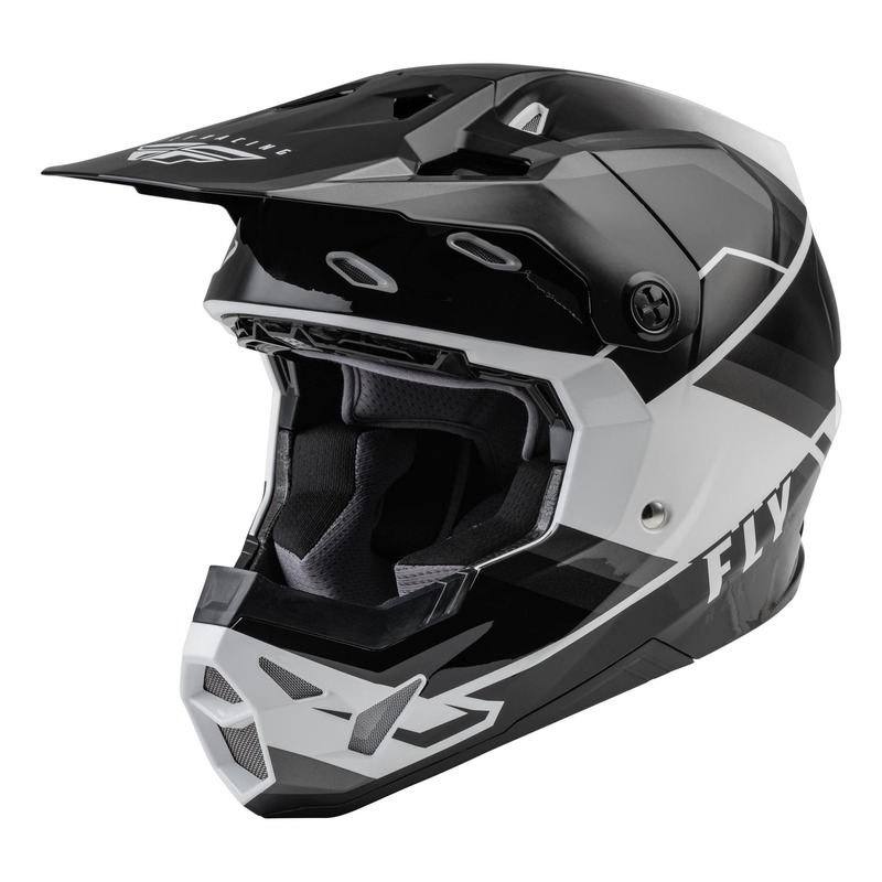 Casque cross enfant Fly Racing Formula CP Rush gris/noir/blanc brillan