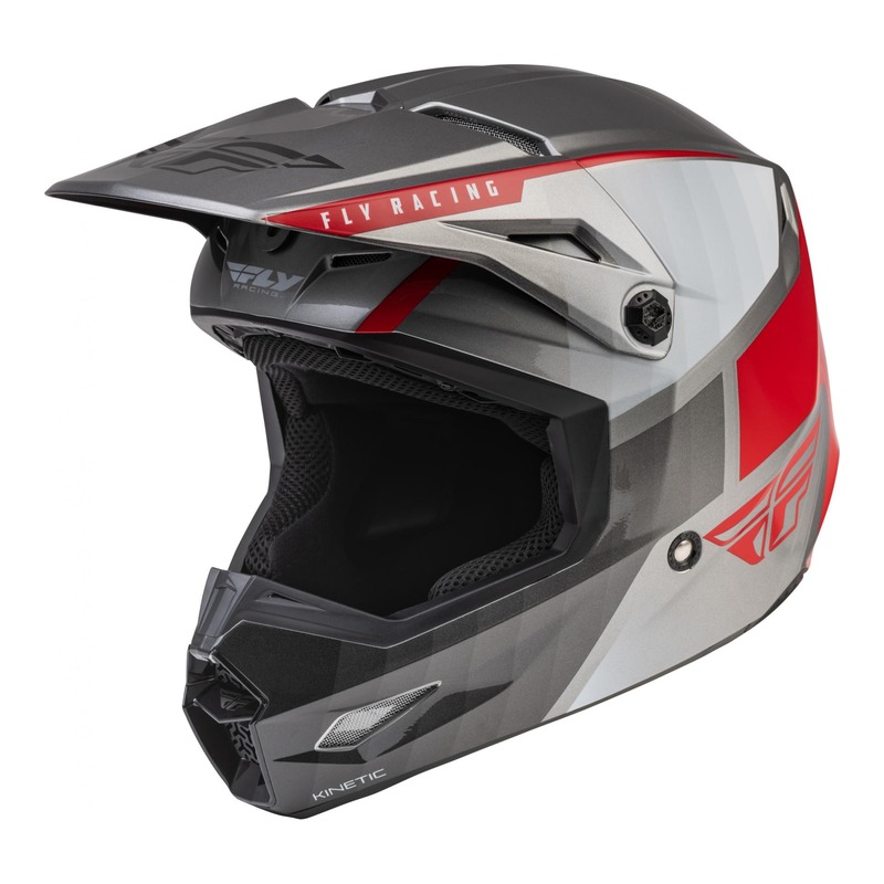 Casque cross enfant Fly Racing Kinetic Drift charcoal/gris/rouge brillant
