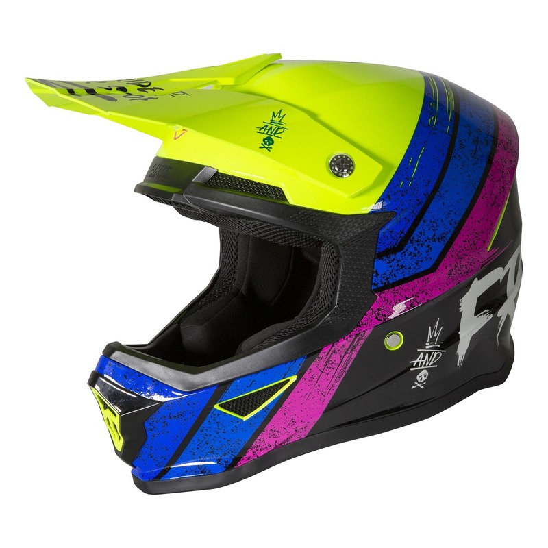 Casque cross enfant Freegun Stripe brillant jaune fluo- S
