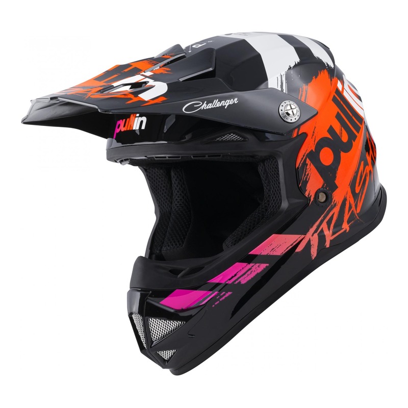 Casque cross enfant Pull-in Trash kid noir/rose/orange brillant- S