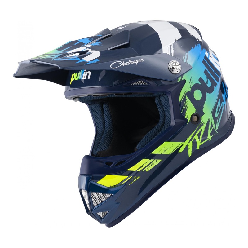 Casque cross enfant Pull-in Trash kid navy/jaune fluo brillant- S