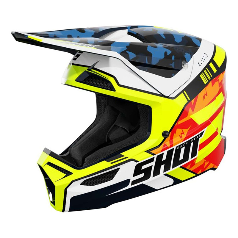 Casque cross enfant Shot Furious Kid Flash blue/neon yellow glossy- YS