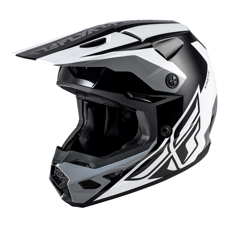 Casque cross Fly Racing Kinetic Crest black/white/grey- S