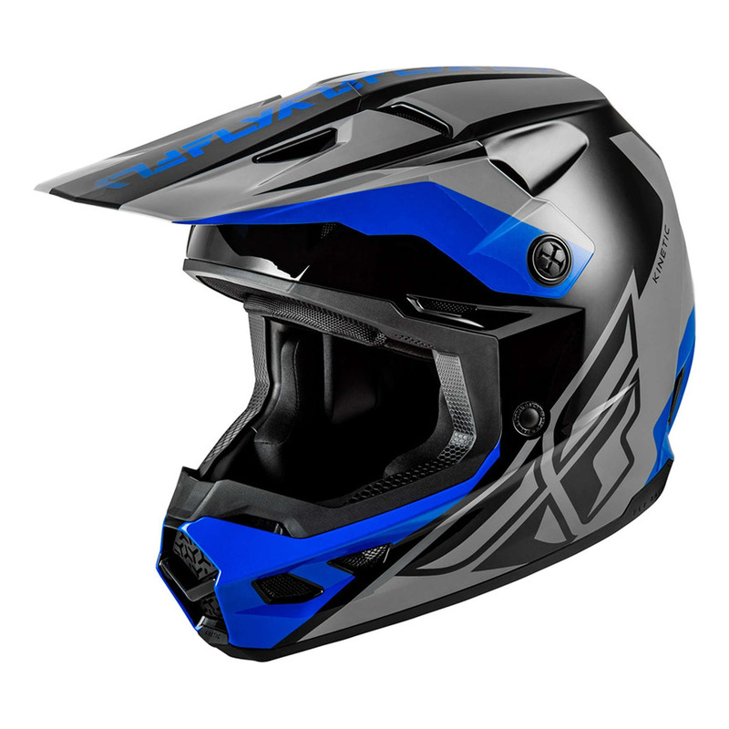 Casque cross Fly Racing Kinetic Crest grey/black/blue- S