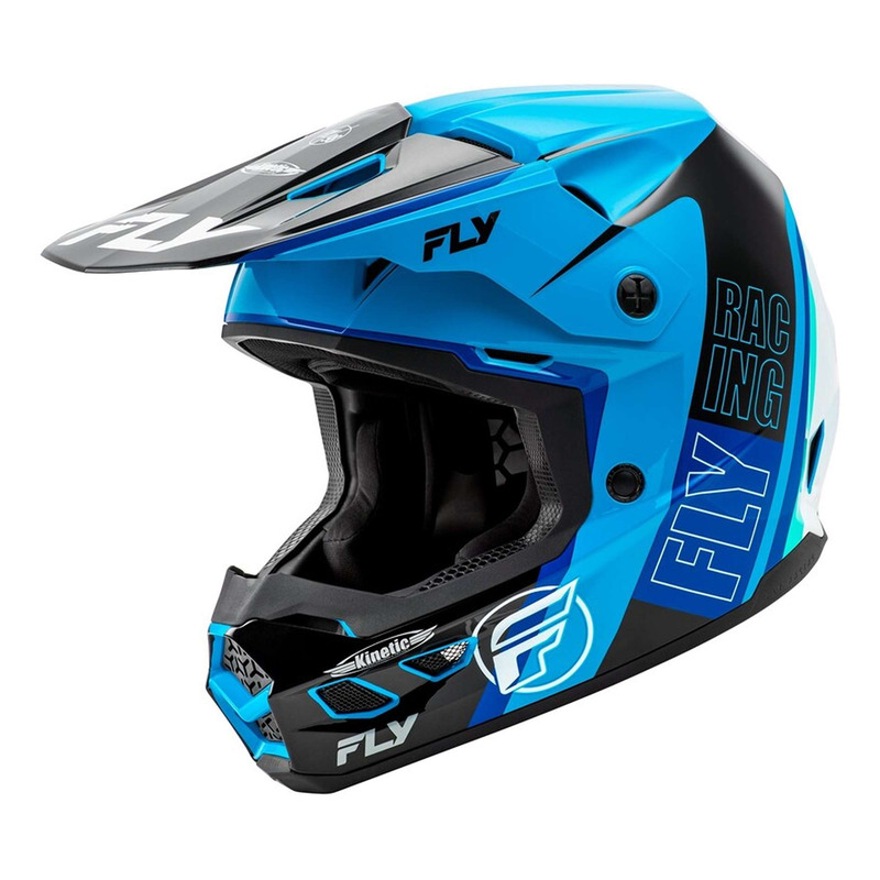 Casque cross Fly Racing Kinetic Rally bleu/noir/blanc