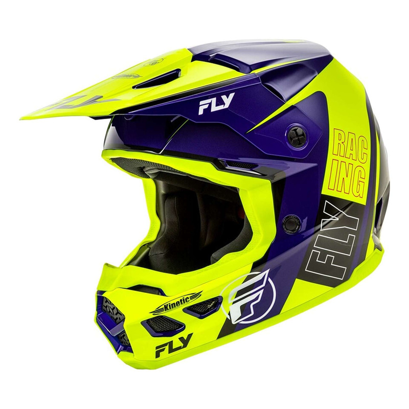 Casque cross Fly Racing Kinetic Rally Hi-Vis/bleu/noir- S