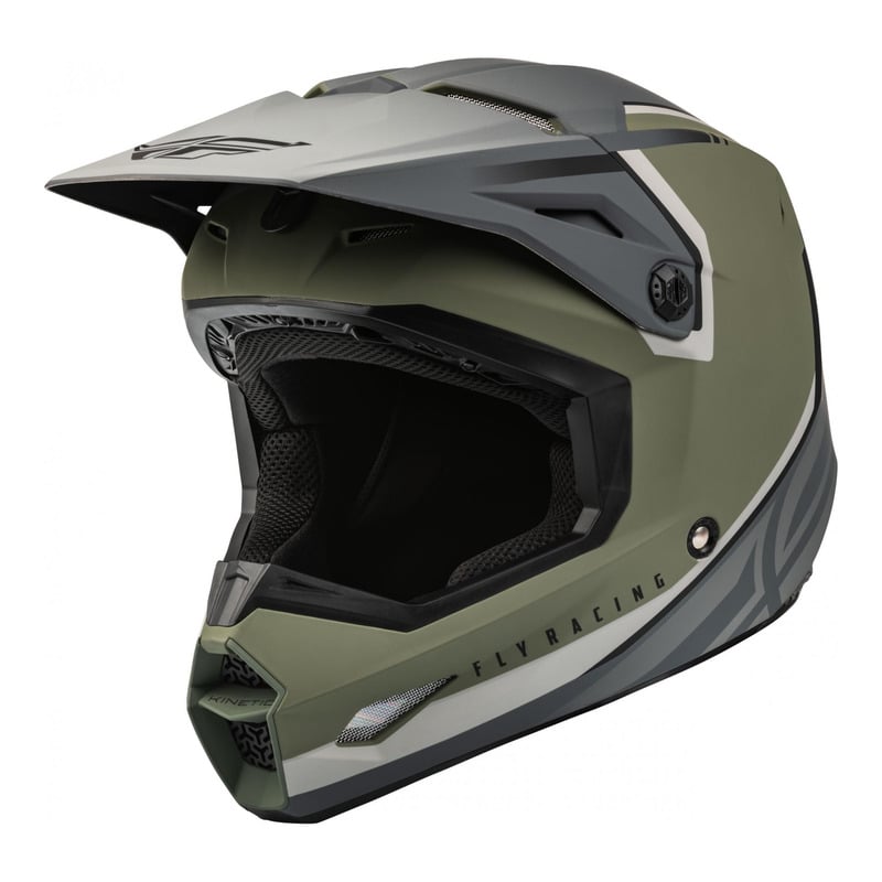 Casque cross Fly Racing Kinetic Vision vert olive mat/gris